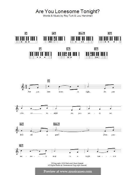 Are You Lonesome Tonight? (Elvis Presley): Для клавишного инструмента by Lou Handman, Roy Turk