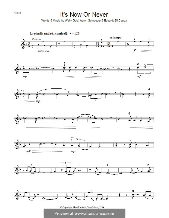 It's Now or Never (Elvis Presley): Для скрипки by Eduardo di Capua, Aaron Schroeder, Wally Gold