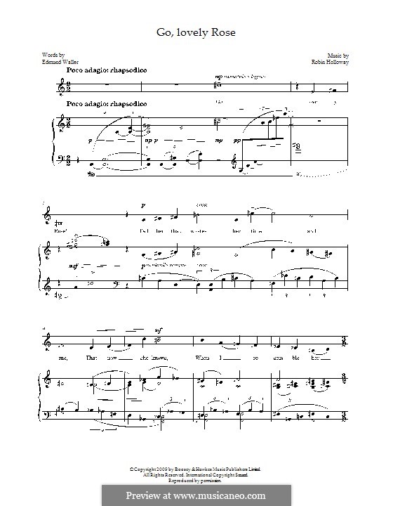 Go, lovely Rose for mezzo-soprano and piano: Go, lovely Rose for mezzo-soprano and piano by Robin Holloway