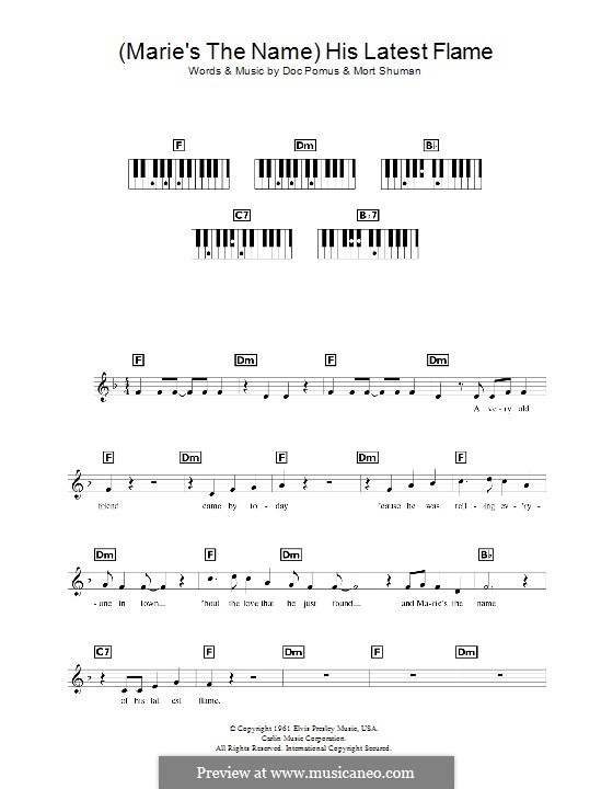 (Marie's the Name) His Latest Flame (Elvis Presley): Для клавишного инструмента by Doc Pomus, Mort Shuman