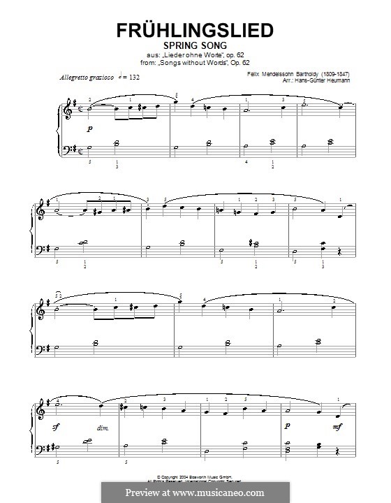 Песни без слов, Op.62: No.6 Весенняя песня (соль мажор) by Феликс Мендельсон-Бартольди