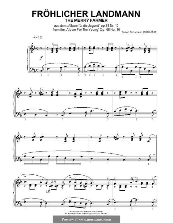 No.10 Веселый крестьянин: Для фортепиано (ноты высокого качества) by Роберт Шуман