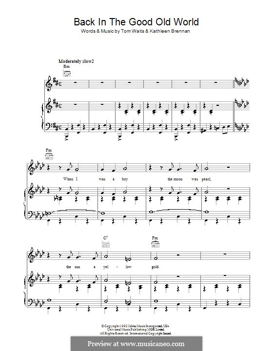 Back in the Good Old World: Для голоса и фортепиано (или гитары) by Kathleen Brennan
