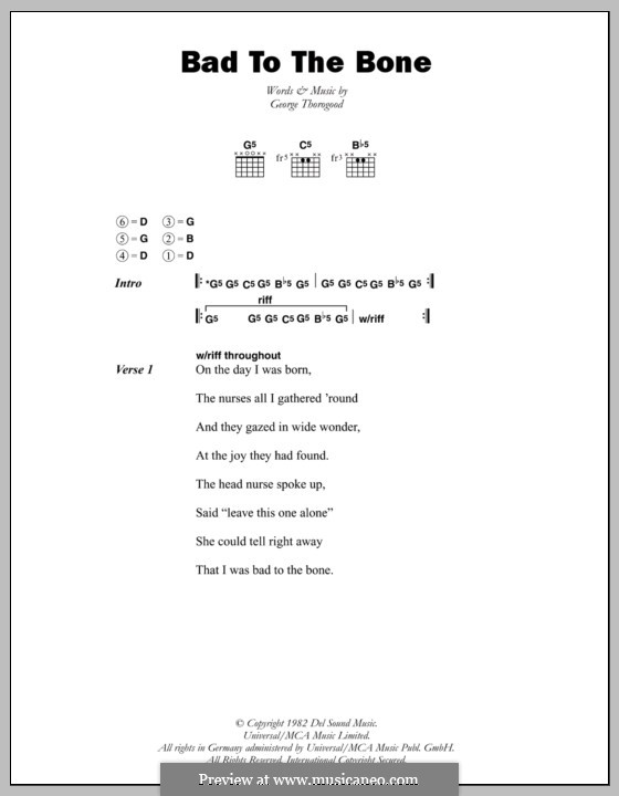 Bad to the bone песня. Bad to the Bone текст. Bad to the Bone табы. Bad to the Bone аккорды. Bad to the Bone Ноты.
