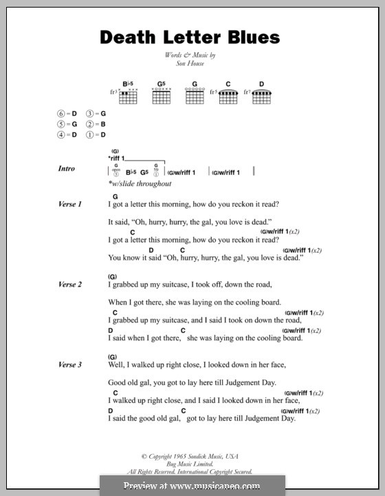 Death Letter Blues: Текст и аккорды by Son House