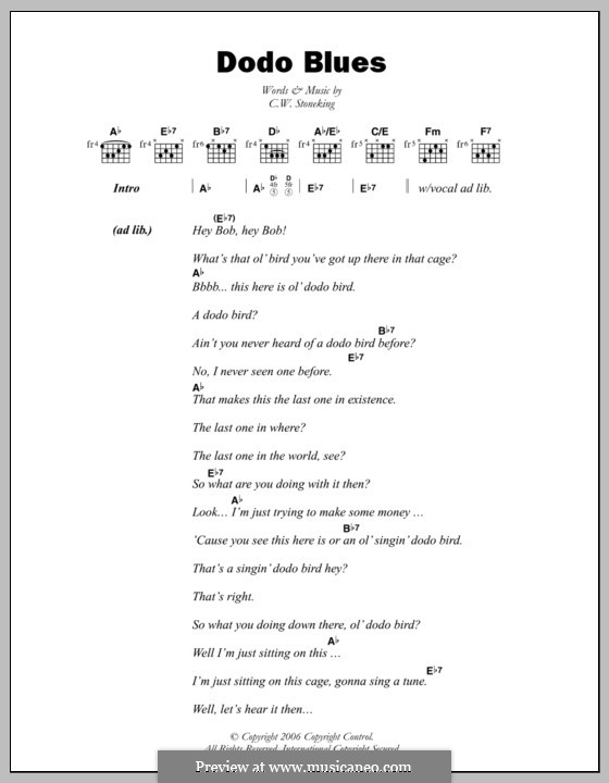 Dodo Blues: Текст и аккорды by C.W. Stoneking