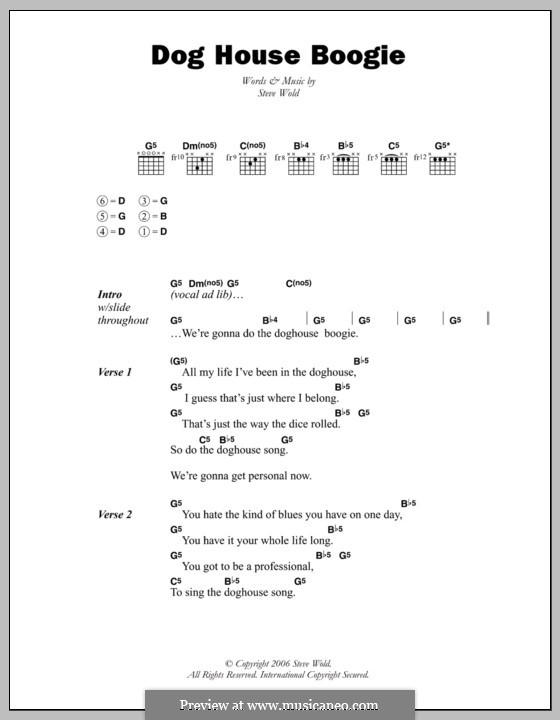 Dog House Boogie (Seasick Steve): Текст и аккорды by Steve Wold