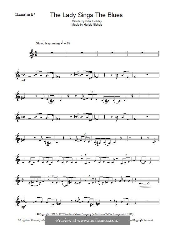 The Lady Sings the Blues (Billie Holiday): Для кларнета by Herbie Nichols