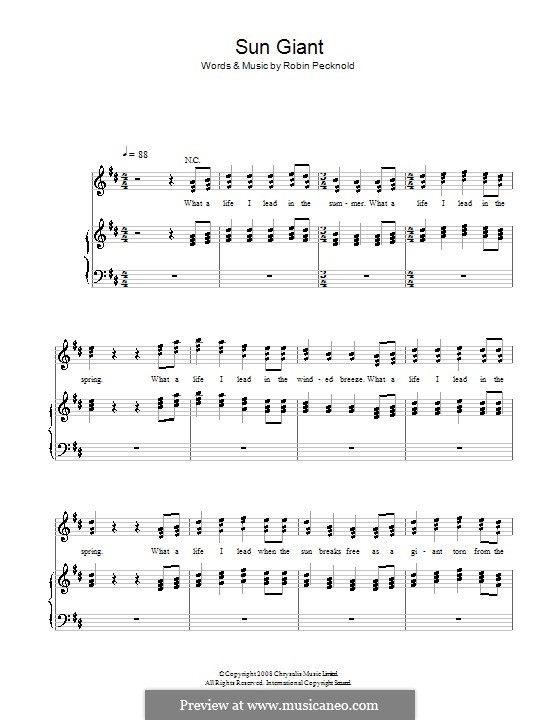 Sun Giant (Fleet Foxes): Для голоса и фортепиано (или гитары) by Robin Pecknold