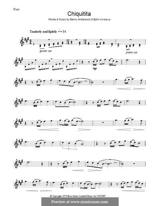 Chiquitita (ABBA): Для флейты by Benny Andersson, Björn Ulvaeus