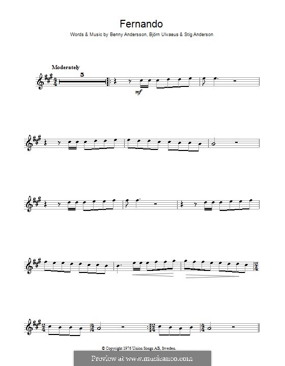 Fernando (ABBA): Для кларнета by Benny Andersson, Björn Ulvaeus, Stig Anderson