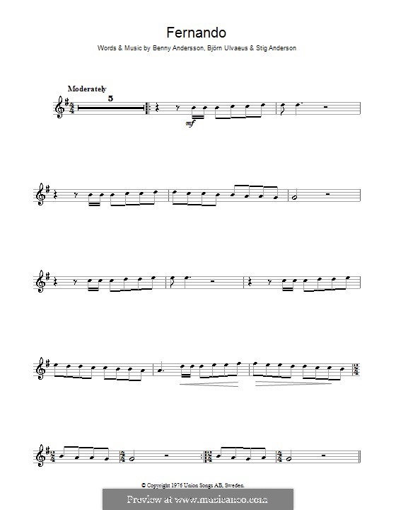 Fernando (ABBA): Для флейты by Benny Andersson, Björn Ulvaeus, Stig Anderson