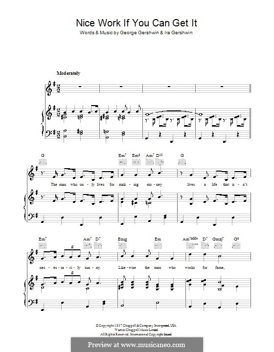 Nice Work If You Can Get It: Для голоса и фортепиано (или гитары) by Джордж Гершвин