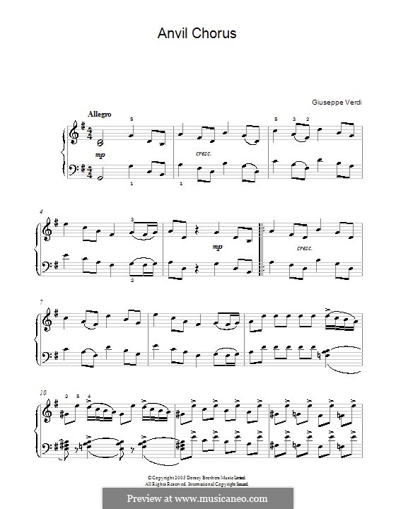 Anvil Chorus: Для фортепиано by Джузеппе Верди