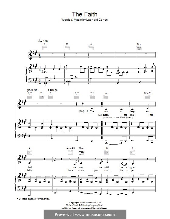 The Faith: Для голоса и фортепиано (или гитары) by Leonard Cohen