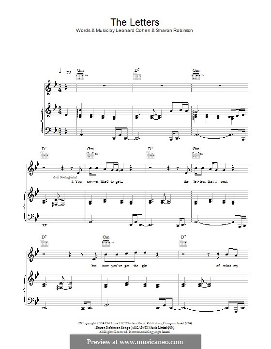 The Letters: Для голоса и фортепиано (или гитары) by Leonard Cohen, Sharon Robinson