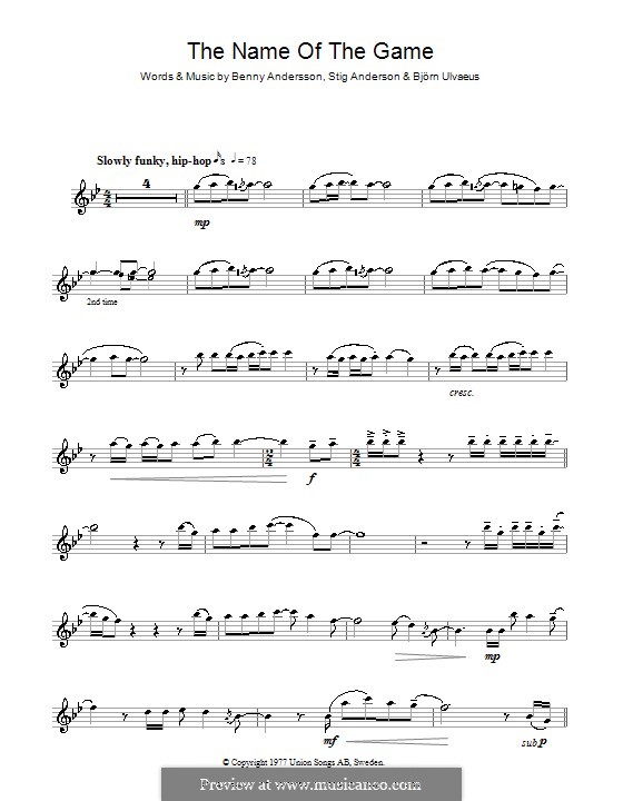 The Name of the Game (ABBA): Для флейты by Benny Andersson, Björn Ulvaeus, Stig Anderson