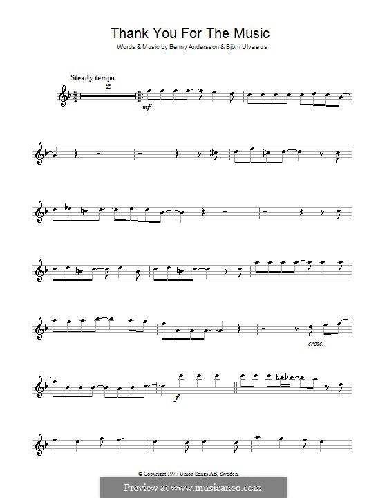 Thank You for the Music (ABBA): Для флейты by Benny Andersson, Björn Ulvaeus