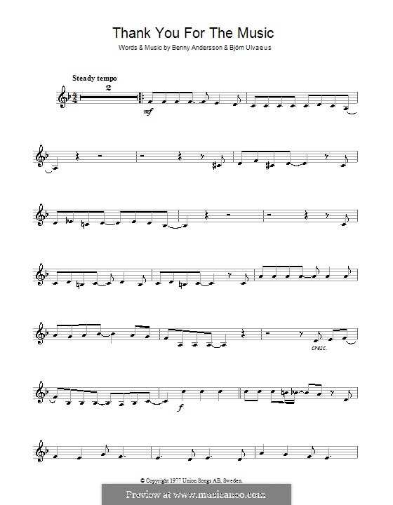 Thank You for the Music (ABBA): Для скрипки by Benny Andersson, Björn Ulvaeus
