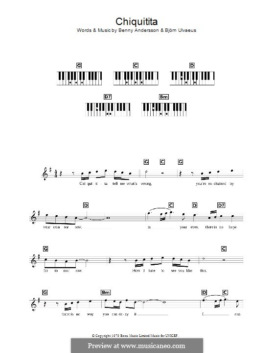 Chiquitita (ABBA): Для клавишного инструмента by Benny Andersson, Björn Ulvaeus