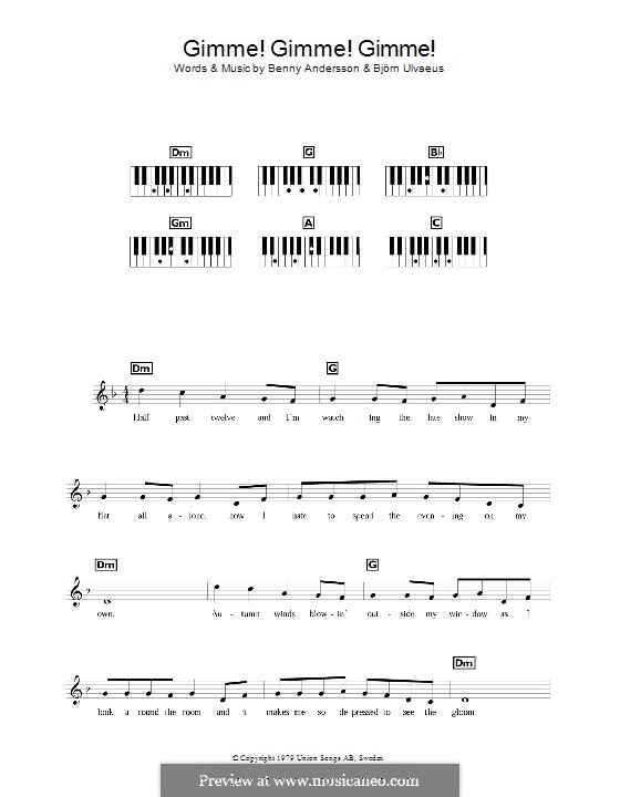 Gimme! Gimme! Gimme! / A Man after Midnight (ABBA): Для клавишного инструмента by Benny Andersson, Björn Ulvaeus
