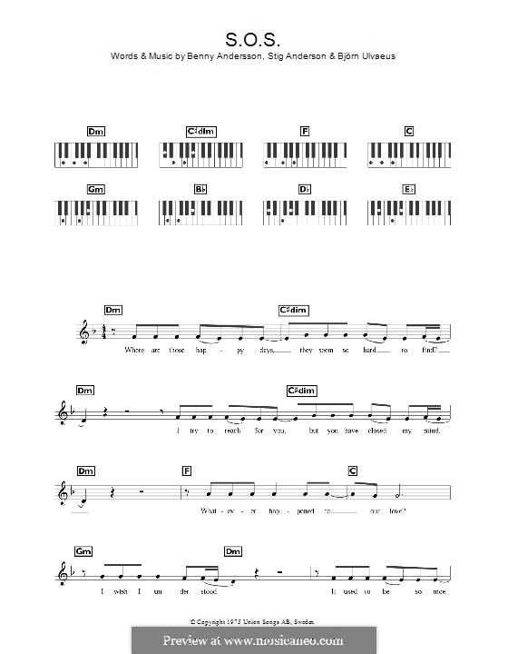 S.O.S. (ABBA): Для клавишного инструмента by Benny Andersson, Björn Ulvaeus, Stig Anderson