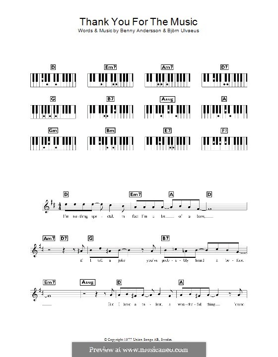 Thank You for the Music (ABBA): Для клавишного инструмента by Benny Andersson, Björn Ulvaeus