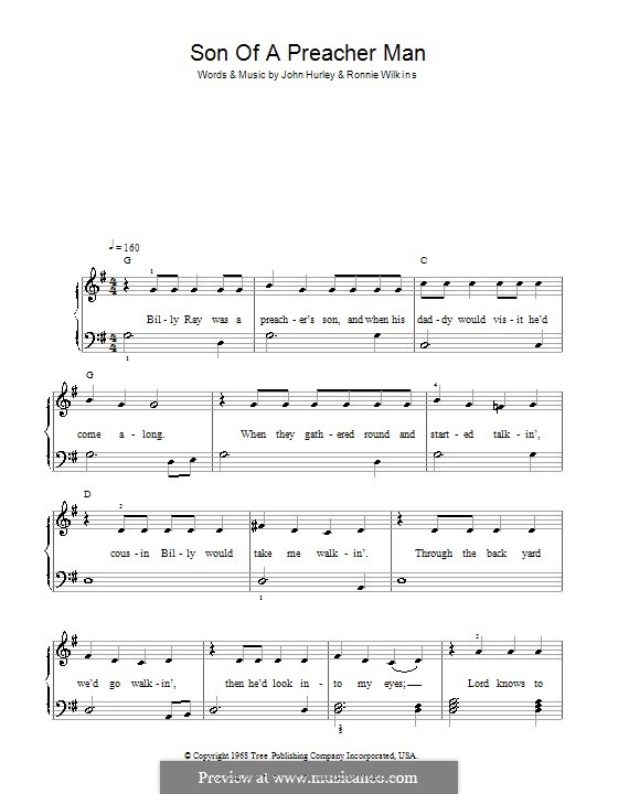 Son of a Preacher Man (Dusty Springfield): Для фортепиано (легкий уровень) by John Hurley, Ronnie Wilkins