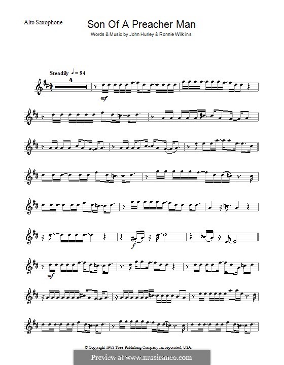 Son of a Preacher Man (Dusty Springfield): Для саксофона by John Hurley, Ronnie Wilkins