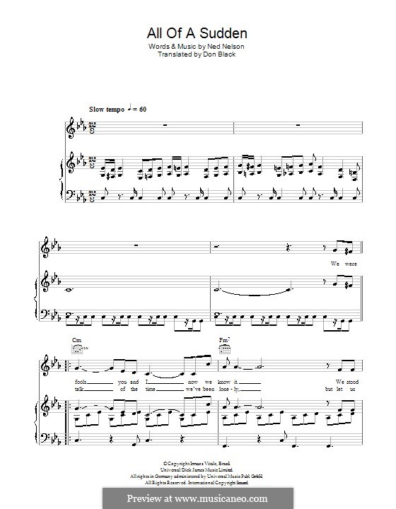 All of a Sudden (Matt Monro): Для голоса и фортепиано (или гитары) by Ned Nelson