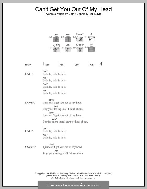 Can't Get You Out of My Head (Kylie Minogue): Текст, аккорды by Cathy Dennis, Robert Davis