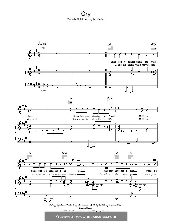 Cry (Michael Jackson): Для голоса и фортепиано (или гитары) by Robert Kelly