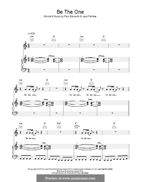 Be the One: Для голоса и фортепиано (или гитары) by Jack Peñate, Paul Epworth