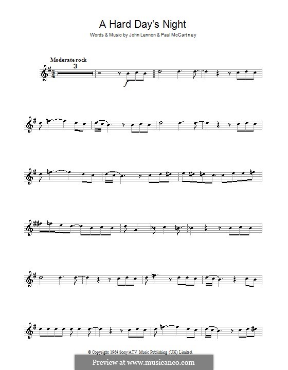 A Hard Day's Night (The Beatles): Для кларнета by John Lennon, Paul McCartney