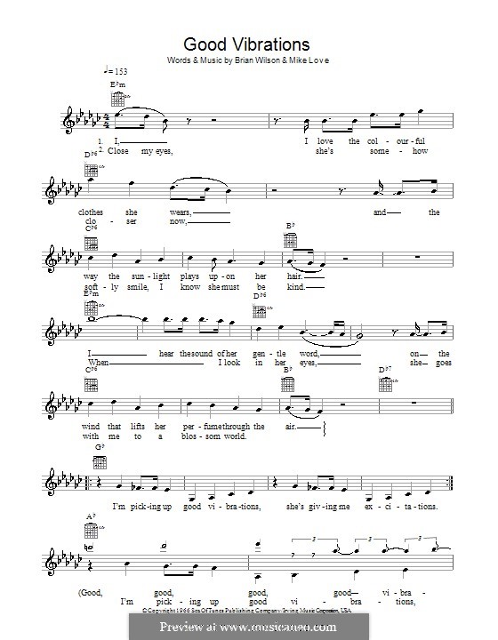 Good Vibrations (The Beach Boys): Мелодия, текст и аккорды by Brian Wilson, Mike Love