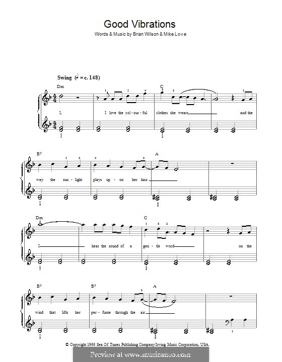 Good Vibrations (The Beach Boys): Для фортепиано (легкий уровень) by Brian Wilson, Mike Love