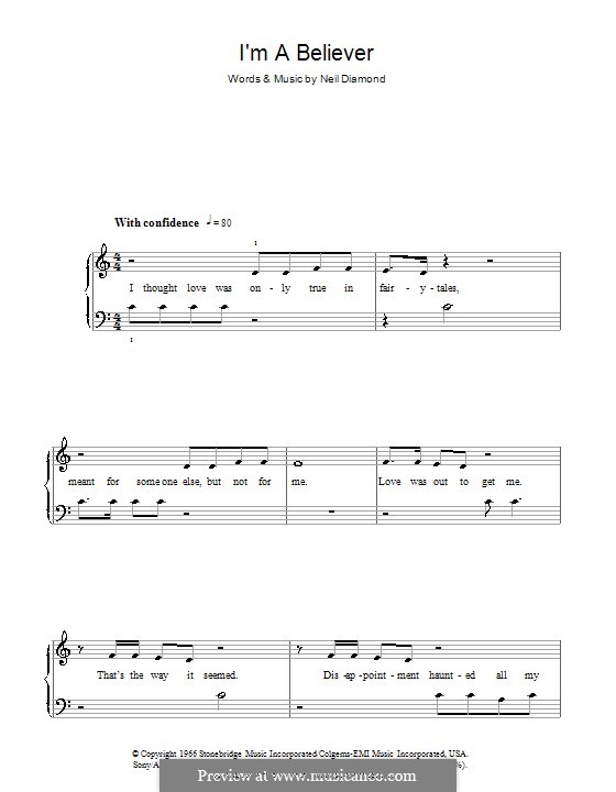 I'm a Believer: Для фортепиано (легкий уровень) by Neil Diamond