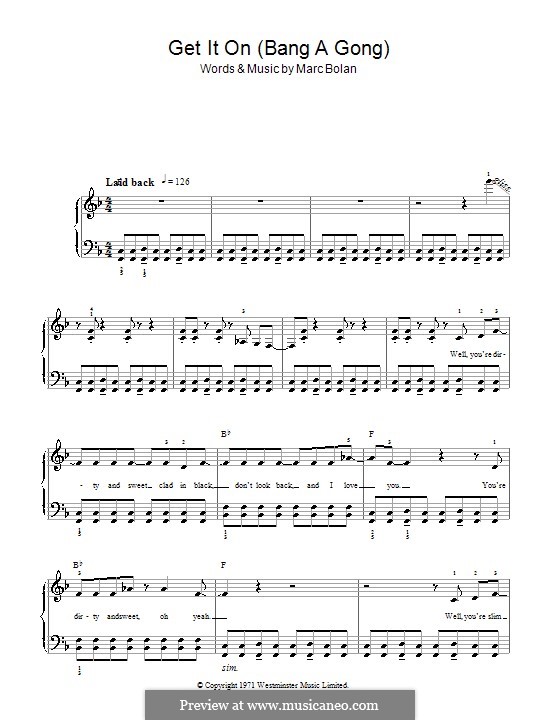 Bang A Gong (Get It On): Для фортепиано (легкий уровень) by Marc Bolan