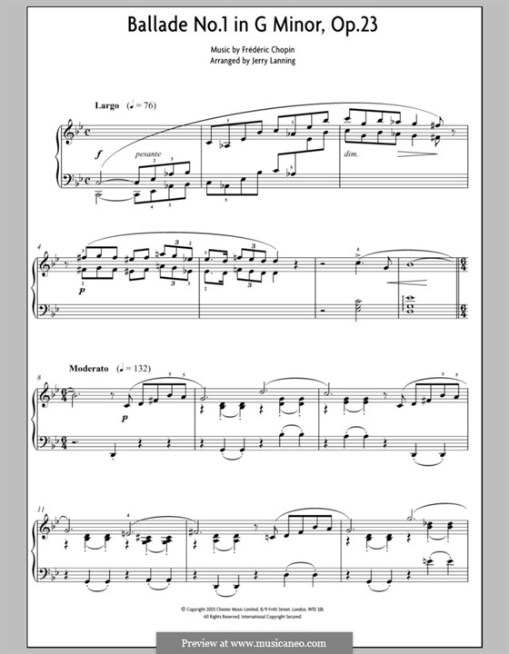 Баллада No.1 соль минор, Op.23: Version by Lanning by Фредерик Шопен