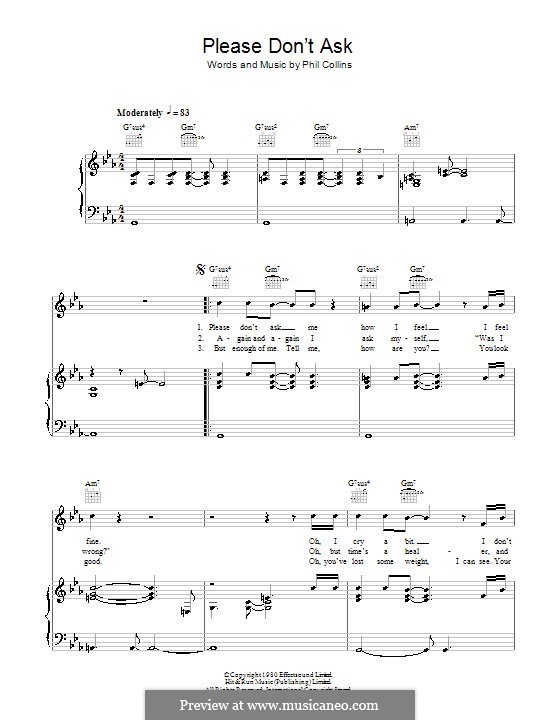 Please Don't Ask (Genesis): Для голоса и фортепиано (или гитары) by Phil Collins