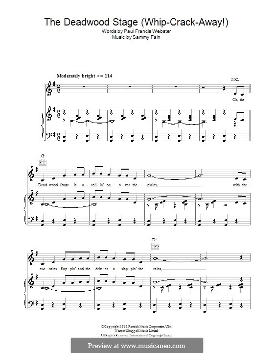 The Deadwood Stage (Whip-Crack-Away): Для голоса и фортепиано (или гитары) by Dora Day