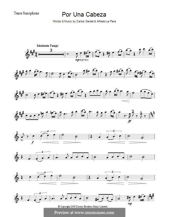 Por Una Cabeza: Для тенорового саксофона by Carlos Gardel