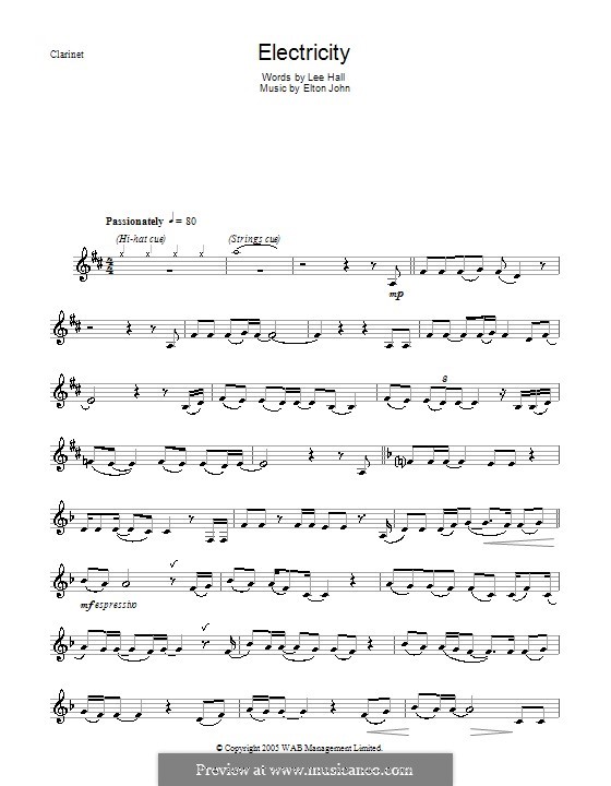 Electricity: Для кларнета by Elton John