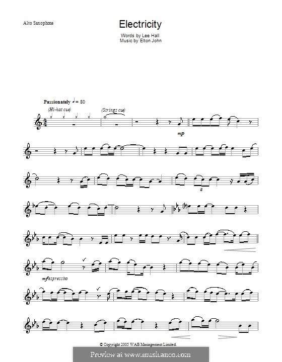 Electricity: Для альтового саксофона by Elton John
