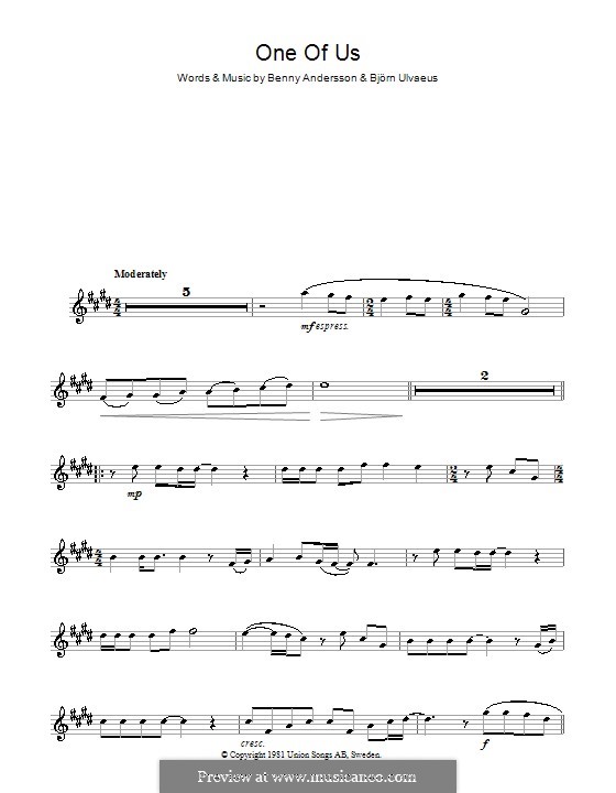 One of Us (ABBA): Для альтового саксофона by Benny Andersson, Björn Ulvaeus
