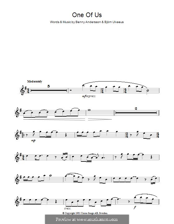 One of Us (ABBA): Для флейты by Benny Andersson, Björn Ulvaeus