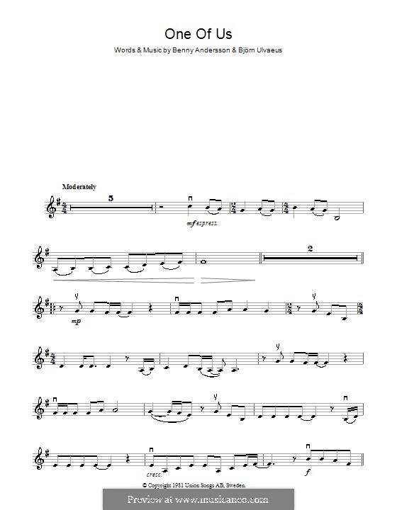 One of Us (ABBA): Для скрипки by Benny Andersson, Björn Ulvaeus