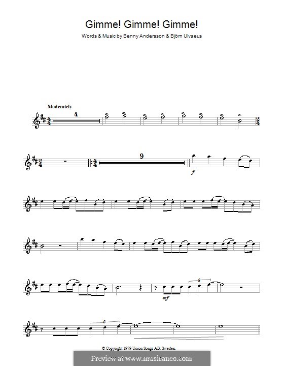 Gimme! Gimme! Gimme! / A Man after Midnight (ABBA): Для альтового саксофона by Benny Andersson, Björn Ulvaeus
