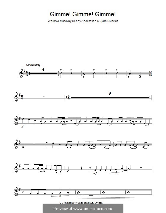 Gimme! Gimme! Gimme! / A Man after Midnight (ABBA): Для кларнета by Benny Andersson, Björn Ulvaeus