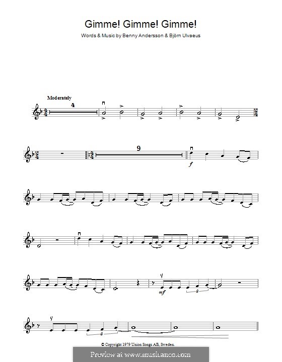 Gimme! Gimme! Gimme! / A Man after Midnight (ABBA): Для скрипки by Benny Andersson, Björn Ulvaeus